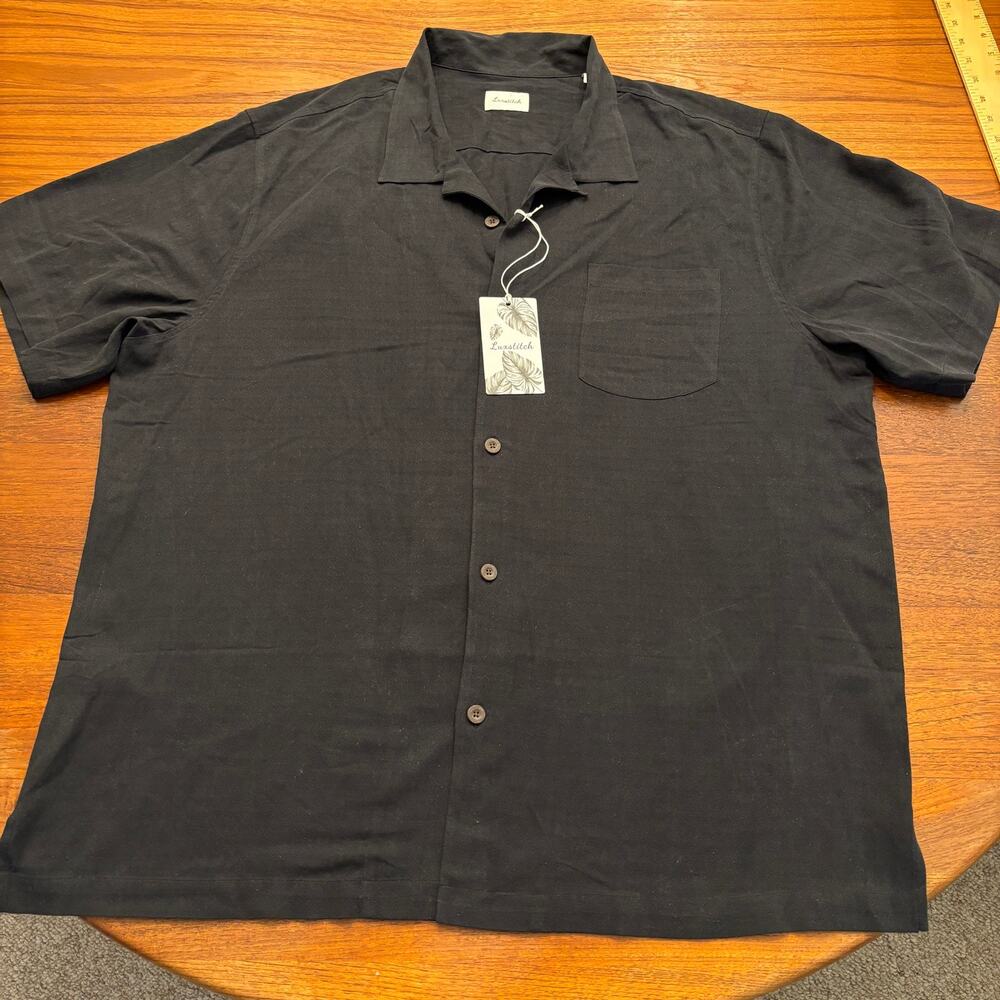 Luxstitch Men's 100% Silk short sleeve button down shirt XXL 2XL